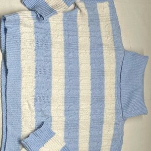 Francesca's Collections Sky Blue and Cream Turtleneck Sweater